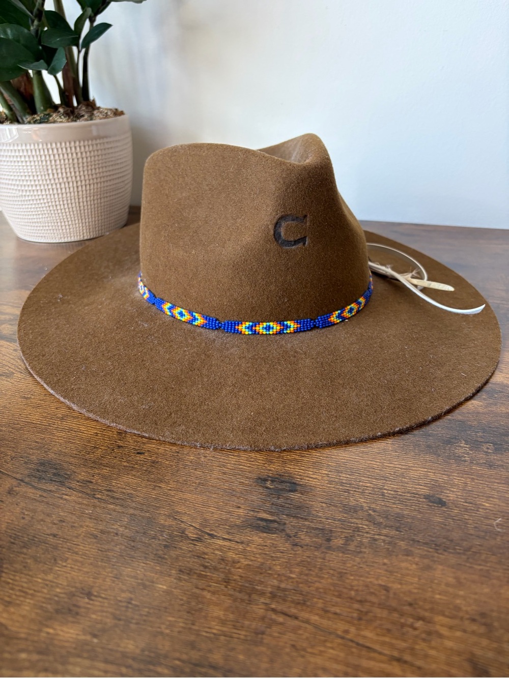 Charlie 1 Horse Gypsy Wide-Brim Hat with Beaded Band